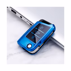 Soft TPU Car Key Case Cover for Volkswagen for VW Golf 7 Mk7 Seat Ibiza - blue keychain