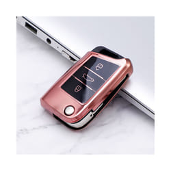 Soft TPU Car Key Case Cover for Volkswagen for VW Golf 7 Mk7 Seat Ibiza - pink