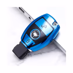 2 Buttons Soft TPU Car Key Case Cover Shell for Mercedes Benz W203 W204 - blue