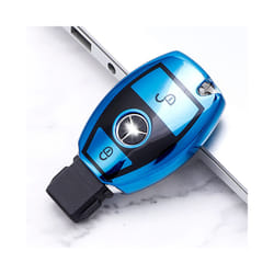 2 Buttons Soft TPU Car Key Case Cover Shell for Mercedes Benz W203 W204 - blue