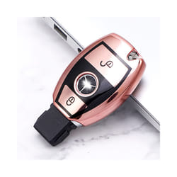 2 Buttons Soft TPU Car Key Case Cover Shell for Mercedes Benz W203 W204 - pink