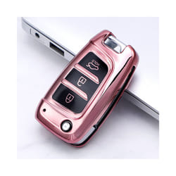 TPU Car Folding Key Case Cover Keychain for Hyundai Elantra Solaris 2017 - pink