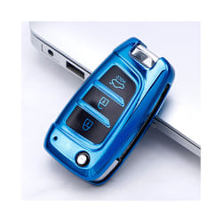 TPU Car Folding Key Case Cover Keychain for Hyundai Elantra Solaris 2017 - blue