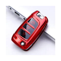 TPU Car Folding Key Case Cover Keychain for Hyundai Elantra Solaris 2017 - red