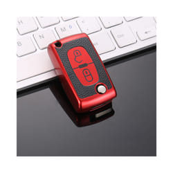 TPU Leather 2/3 Buttons Car Remote Key Case Cover for Citroen C2 C3 C4 - 2button red