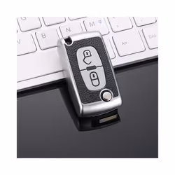 TPU Leather 2/3 Buttons Car Remote Key Case Cover for Citroen C2 C3 C4 - 2button silver