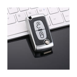 TPU Leather 2/3 Buttons Car Remote Key Case Cover for Citroen C2 C3 C4 - 2button silver