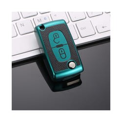 TPU Leather 2/3 Buttons Car Remote Key Case Cover for Citroen C2 C3 C4 - 2button green