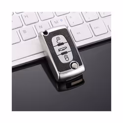 TPU Leather 2/3 Buttons Car Remote Key Case Cover for Citroen C2 C3 C4 - 3button silver
