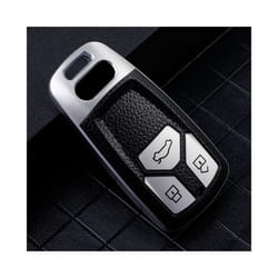 TPU Leather Car Key Case for Audi A4 B9 Q5 Q7 TT TTS 8S 2016 2017 Car - silver keychain