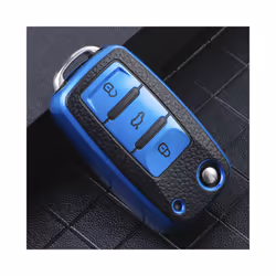 TPU Leather Car Key Case for Volkswagen for VW Bora Polo Tiguan Jetta - blue