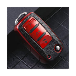 TPU Leather Car Key Case for Volkswagen for VW Bora Polo Tiguan Jetta - red