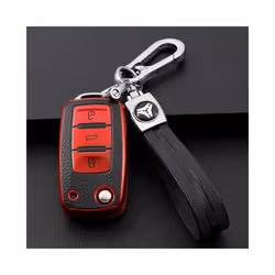TPU Leather Car Key Case for Volkswagen for VW Bora Polo Tiguan Jetta - gunblack keychain