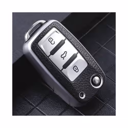 TPU Leather Car Key Case for Volkswagen for VW Bora Polo Tiguan Jetta - gunblack keychain