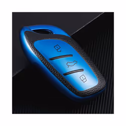 TPU Leather Car Smart Key Cover Case Holder Bag Keychain for Roewe RX5 - blue