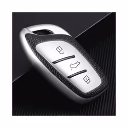 TPU Leather Car Smart Key Cover Case Holder Bag Keychain for Roewe RX5 - silver
