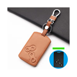 4 buttons  100% Leather Key Case Cover Protector For Renault Clio Megane - brown