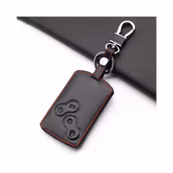 4 buttons  100% Leather Key Case Cover Protector For Renault Clio Megane - black
