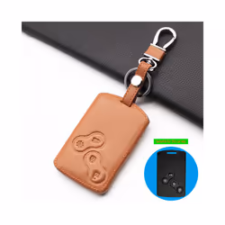 4 buttons  100% Leather Key Case Cover Protector For Renault Clio Megane - black