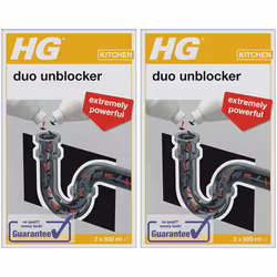 2 x HG Kitchen Duo Unblocker Kitchen Sink Quick And Powerful Drain Unblocker - 2 x 500ml