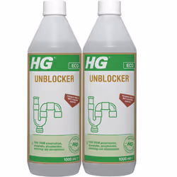 2 x HG ECO Drain Unblocker 1 Litre Kitchen Sink & Bathroom Sink - White