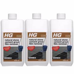 3 x HG Natural Stone Cement Grout Film Remover- 1Litre