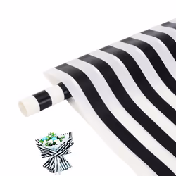 CURTEK 20 Sheets Korean Style Flower Wrapping Paper 23x23'' Waterproof Bouquet Wrapping Paper Black White Stripes Floral Wrap ...