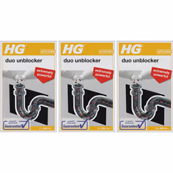3 x HG Kitchen Duo Unblocker Kitchen Sink Quick And Powerful Drain Unblocker - 2 x 500ml