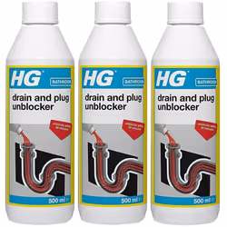 3 x HG Drain And Plug Unblocker for Blocked Drain Pipes in Sinks - 500ml