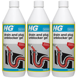 3 x HG Drain and Plug Unblocker Gel 1L