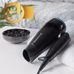 Remington Travel Hair Dryer (Diffuser, Concentrator, Folding Handle, Lightweight Compact Design, Worldwide Voltage, 2 H