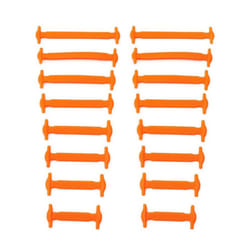 NO.8 16Pcs Silicone Shoelaces for Shoes No Tie Shoe laces Elastic Laces Sneakers Kids Adult Rubber Shoelace One Size Fits All Shoes - orange, 16Pcs