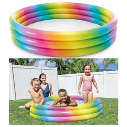 Intex 66" 3 Ring Rainbow Inflatable Swimming Paddling Pool Play Baby Kids Fun