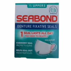 Seabond Denture Fixative Seals, Soft Adhesive Cushion,LastAll Day, 15 Uppers