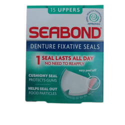 Seabond Denture Fixative Seals, Soft Adhesive Cushion,LastAll Day, 15 Uppers