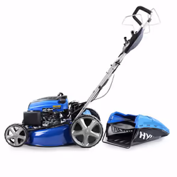 Hyundai 173 cc Self Propelled Electric Push Button Start Petrol Lawn Mower Bundled With 1 LTR OIL, HYM510SPE Blue