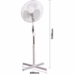 Prem-I-Air 16 Inch Oscillating Pedestal Fan with 3 Speed Settings with Remote - WHITE