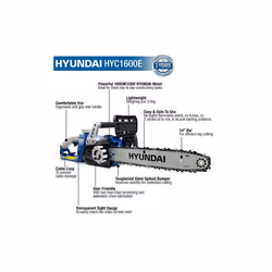 Hyundai 1600W 230V 14" Corded Electric Chainsaw - HYC1600E