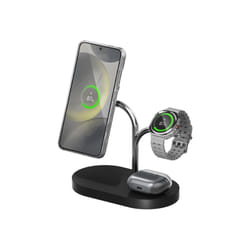Samsung GP-PWU024WIABW mobile device charger Headset, Smartphone, Smartwatch Black, Silver USB Wireless charging Indoor