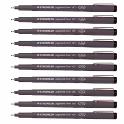 Staedtler Pigment Liner 0.5 mm Black [Pack of 10]