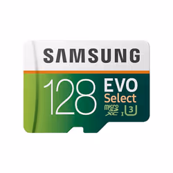 Samsung EVO Select, 128 GB, MicroSDXC, Class 10, UHS-I, 100 MB/s, 90 MB/s