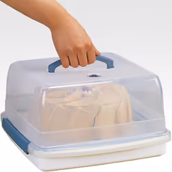 Lock & Lock Square Cake Box - Clear/Blue, 12.6 L