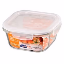 Lock & Lock LLG214, Box, Square, 0.5 L, Transparent, Glass, 400 °C