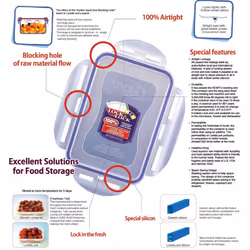 Lock & Lock Rectangular Storage Container with Flip Top Lid - Clear/Blue, 2.4 L