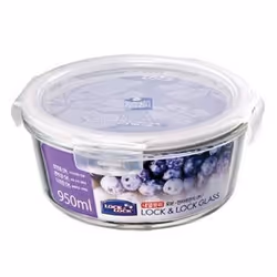Lock & Lock LLG861, Lunch box, Round, 0.95 L, Transparent, Glass, 400 °C