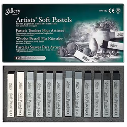 Mungyo Gallery Soft Pastel Squares Cardboard Box Set of 12 - Greys