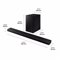 Samsung HW-Q70T/XU soundbar speaker Black 3.1.2 channels 330 W