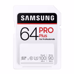 Samsung PRO Plus, 64 GB, SDXC, Class 10, UHS-I, 100 MB/s, 90 MB/s