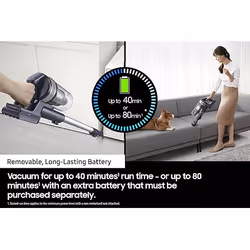 Samsung VS15A6031R4 Stick vacuum Battery Dry Cyclonic Bagless 0.8 L 410 W Black, Purple - Additional view 6