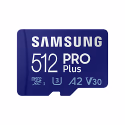 Samsung PRO Plus, 512 GB, MicroSDXC, Class 10, UHS-I, 160 MB/s, 120 MB/s